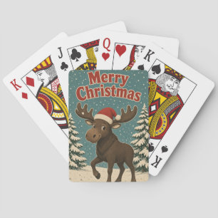 Kerstmis Eland Sneeuw Pijnboom Dier Pokerkaarten