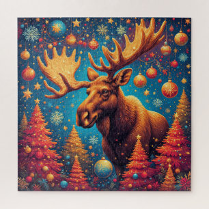 Kerstmis eland versierd met kerstversiering legpuzzel