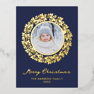 Kerstmis Elegante Goud Folie Wenskaart Feestdagen Briefkaart