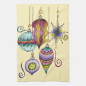 Kerstmis, elegante Ornamenten en Fancy glazen  Theedoek (Verticaal)