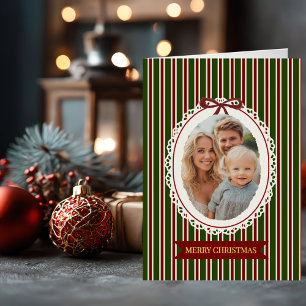 Kerstmis Elegante Ovale Fotostrip Elegant Chic Folie Feestdagenkaart