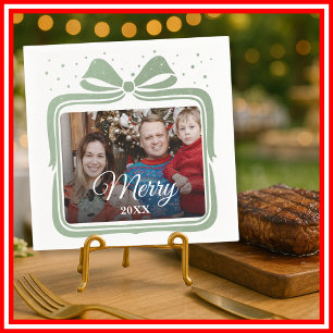 Kerstmis Elegante Strik Cadeau Foto Collage Servet