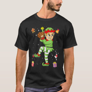 Kerstmis Elf Baseball Pitcher Boys Kinder Tiener X T-shirt