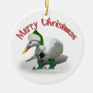 Kerstmis Elf Duck - Santa's Helper Keramisch Ornament