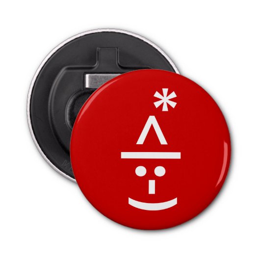 Kerstmis - Elf Emoticon Xmas ASCII - tekst Art Button Flesopener (Voorkant)