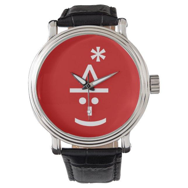 Kerstmis - Elf Emoticon Xmas ASCII - tekst Art Horloge (Voorkant)