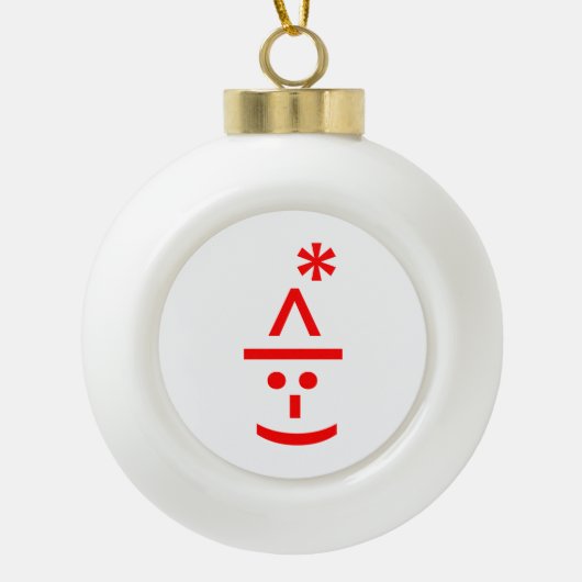 Kerstmis - Elf Emoticon Xmas ASCII - tekst Art Keramische Bal Ornament (Voorkant)