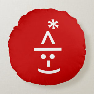 Kerstmis - Elf Emoticon Xmas ASCII - tekst Art Rond Kussen