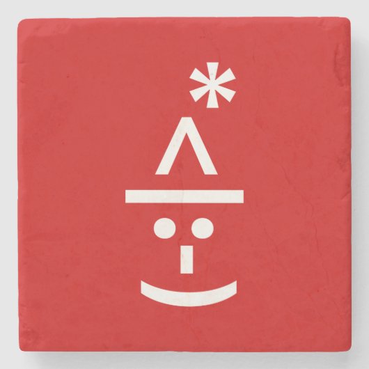 Kerstmis - Elf Emoticon Xmas ASCII - tekst Art Stenen Onderzetter (Voorkant)