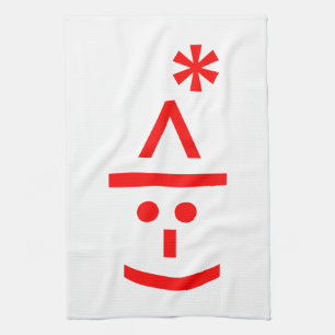 Kerstmis - Elf Emoticon Xmas ASCII - tekst Art Theedoek