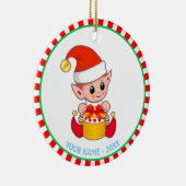 Kerstmis, Elf en Aangepaste naam Keramisch Ornament (Rechts)