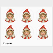 Kerstmis  Elf Girl Ronde Sticker (Vel)