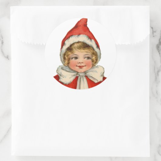 Kerstmis  Elf Girl Ronde Sticker (Tas)