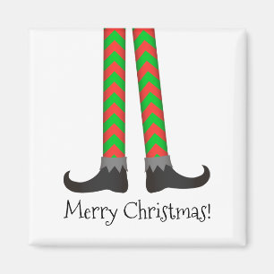 Kerstmis Elf Legs Magnet - Chevron Costume Magneet