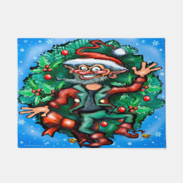 Kerstmis Elf met Wreath Deurmat