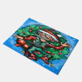 Kerstmis Elf met Wreath Deurmat (Schuin)