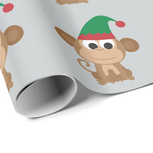 Kerstmis Elf Monkey Cadeaupapier (Rol Hoek)
