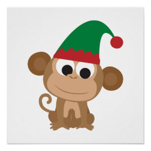 Kerstmis Elf Monkey Perfect Poster