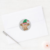 Kerstmis Elf Monkey Ronde Sticker (Envelop)