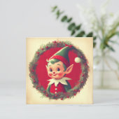 Kerstmis Elf Retro Kerstmis Feestdagenkaart (Staand voorkant)