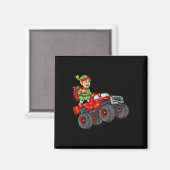 Kerstmis - Elf Riding Monster Truck Boys Kinder Fa Magneet (Voorkant / Achterkant)