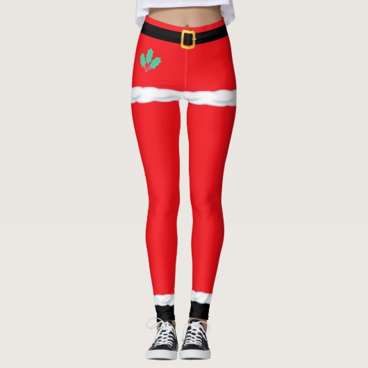 Kerstmis Elf Santa Claus Red Leggings (Voorkant)