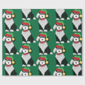 Kerstmis Elf Sheepadoodle Green Cadeaupapier (Vlak)