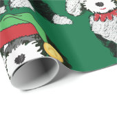 Kerstmis Elf Sheepadoodle Green Cadeaupapier (Rol Hoek)