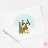 Kerstmis Elk Holiday Pine Tree Ronde Sticker (Envelop)