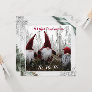 Kerstmis Elves Ho Ho Glitter Fun Flat Kaart