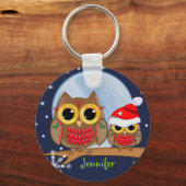 Kerstmis en aangepaste naam sleutelhanger (Voorkant)