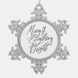 Kerstmis en Alles Helder Zwart en Wit Tin Sneeuwvlok Ornament