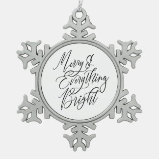 Kerstmis en Alles Helder Zwart en Wit Tin Sneeuwvlok Ornament