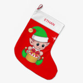 Kerstmis en cadeaudoos op rood grote kerstsok (Voorkant (Hangend))