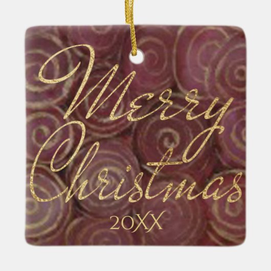 Kerstmis en goud keramisch ornament (Voorkant)