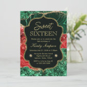 Kerstmis en goudglitter Sweet 16 Kaart (Staand voorkant)