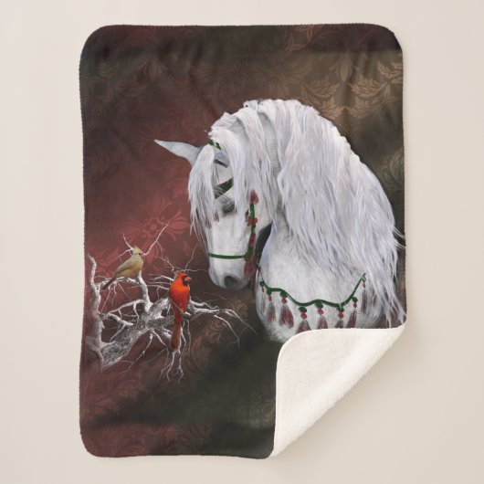 Kerstmis en Kardinalen Sherpa Blanket Deken (Voorkant)