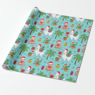 Kerstmis en llama-patroon cadeaupapier
