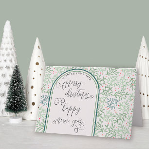 Kerstmis en Nieuwjaar Calligrafie Wintergroen Feestdagen Kaart
