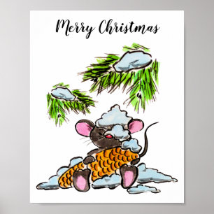 Kerstmis en Nieuwjaar met een kegel Poster