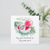 Kerstmis en Nieuwjaar met een kleine muis (Staand voorkant)