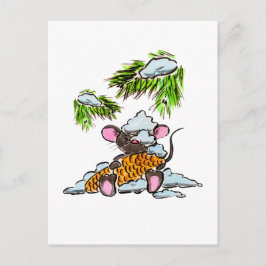 Kerstmis en Nieuwjaar muis met een kegel Briefkaart