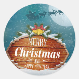 Kerstmis en Nieuwjaar Ronde Sticker