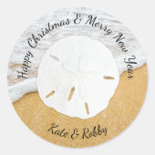 Kerstmis en nieuwjaars zand-dollar envelop ronde sticker (Voorkant)