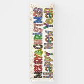 Kerstmis en nieuwjaarspanner spandoek (Verticaal)