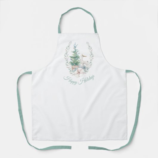 Kerstmis en Waterverf met bomen Schort (Voorkant)