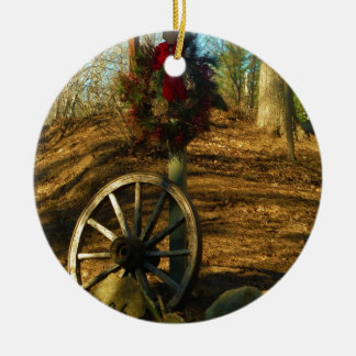 Kerstmis en wiel keramisch ornament