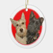 Kerstmis en zwarte Scotties Keramisch Ornament (Links)