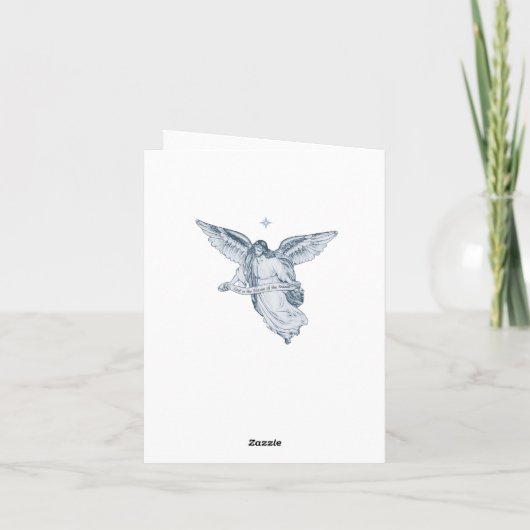 Kerstmis  Engel met bericht op lichtblauw Notitiekaartje (Achterkant)