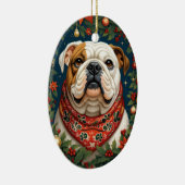 Kerstmis Engelse Bulldog hond Keramisch Ornament (Rechts)